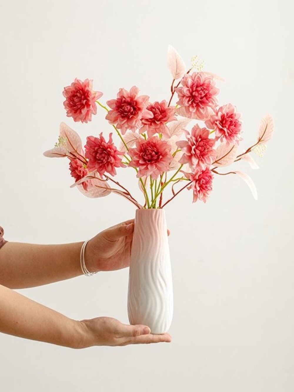 Pink Faux Flower Vase Decor